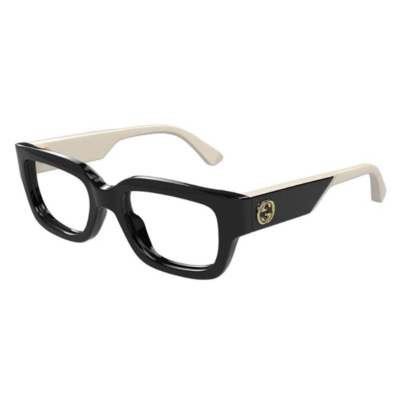 NEW GUCCI EYEGLASSES GUCCI GG1666O 005 BLACK WITH IVORY EYEWEAR - Picture 1 of 4